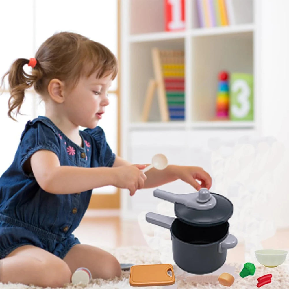 Kids Play Kitchen Accessories Set | Complete Cooking Toy Kit with Pretend Food and Pots
