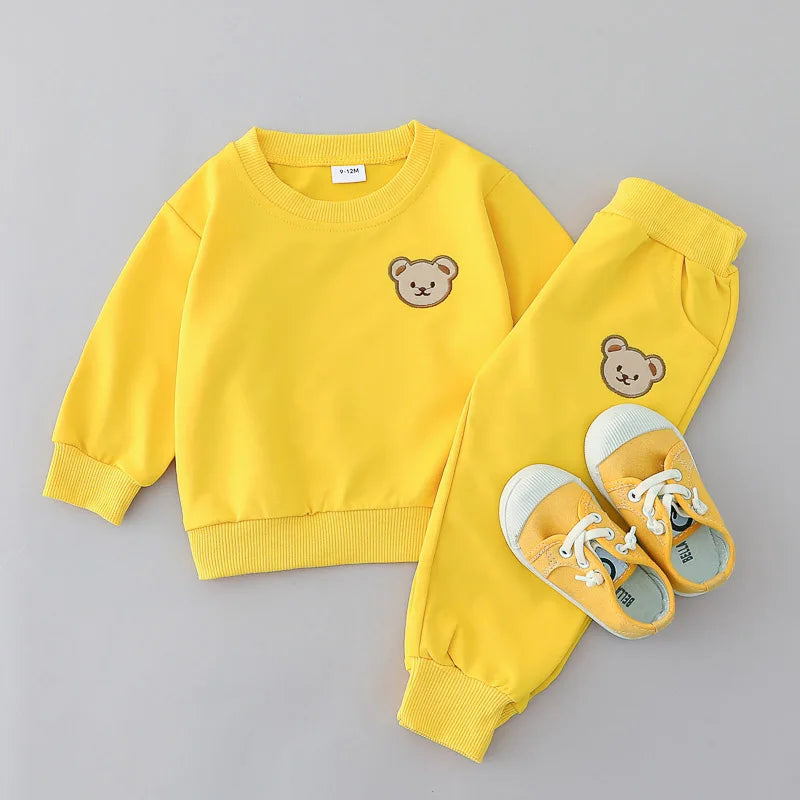 Baby Bear Embroidered Two-Piece Hoodie Set