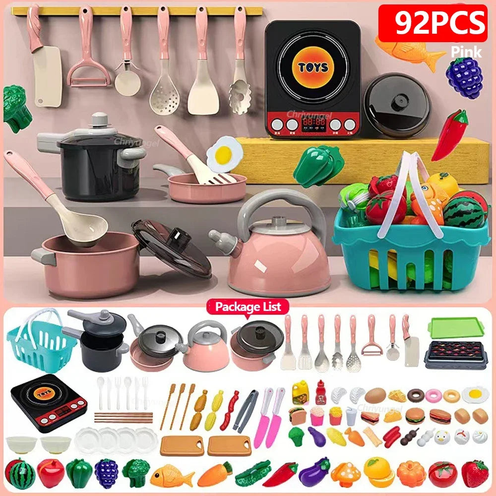 Kids Play Kitchen Accessories Set | Complete Cooking Toy Kit with Pretend Food and Pots