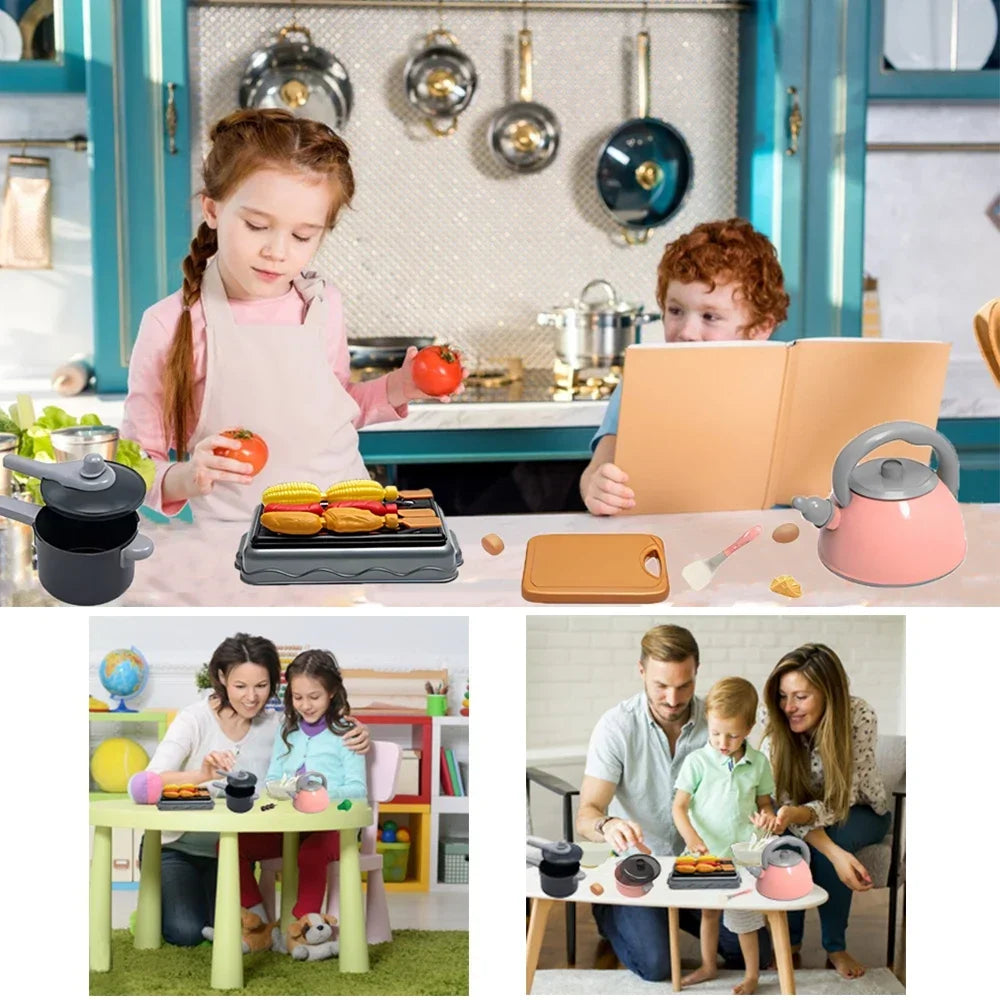 Kids Play Kitchen Accessories Set | Complete Cooking Toy Kit with Pretend Food and Pots