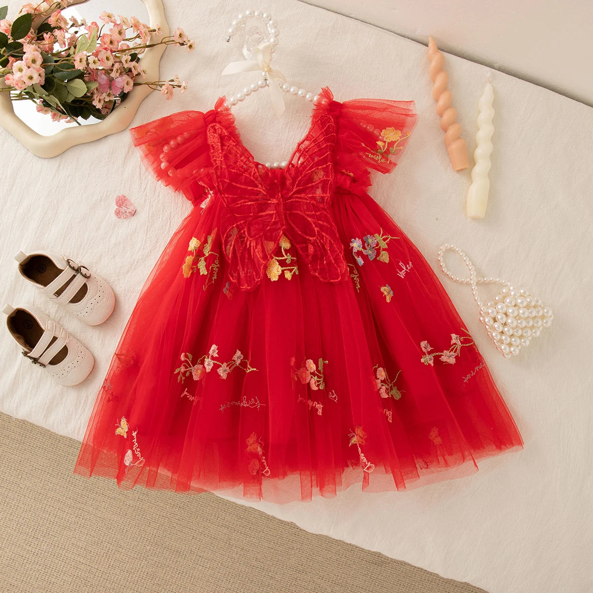 Floral Tulle Dress for Baby Girls – Elegant Outfit for Weddings and Special Occasions