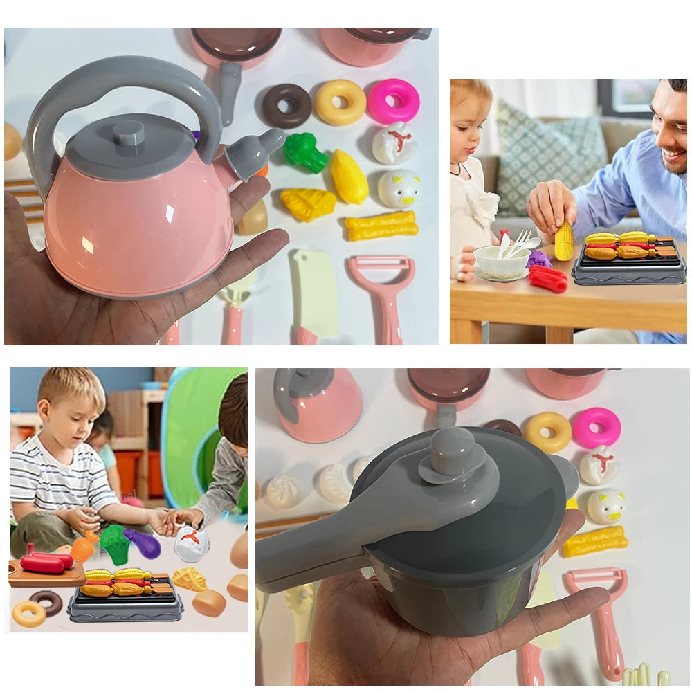 Kids Play Kitchen Accessories Set | Complete Cooking Toy Kit with Pretend Food and Pots
