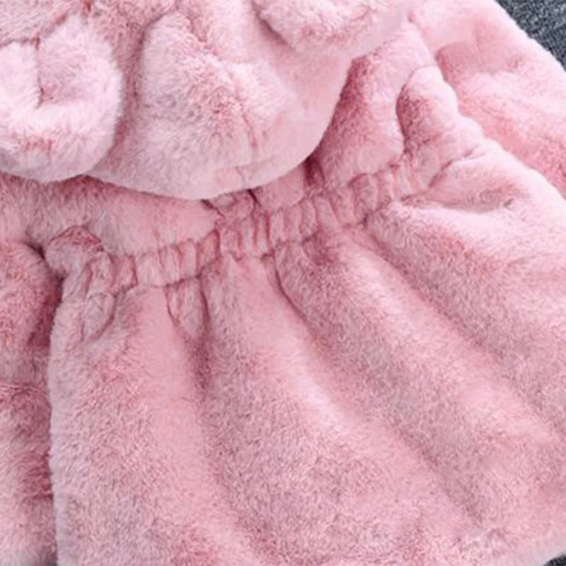Warm Faux Fur Hooded Jacket for Girls