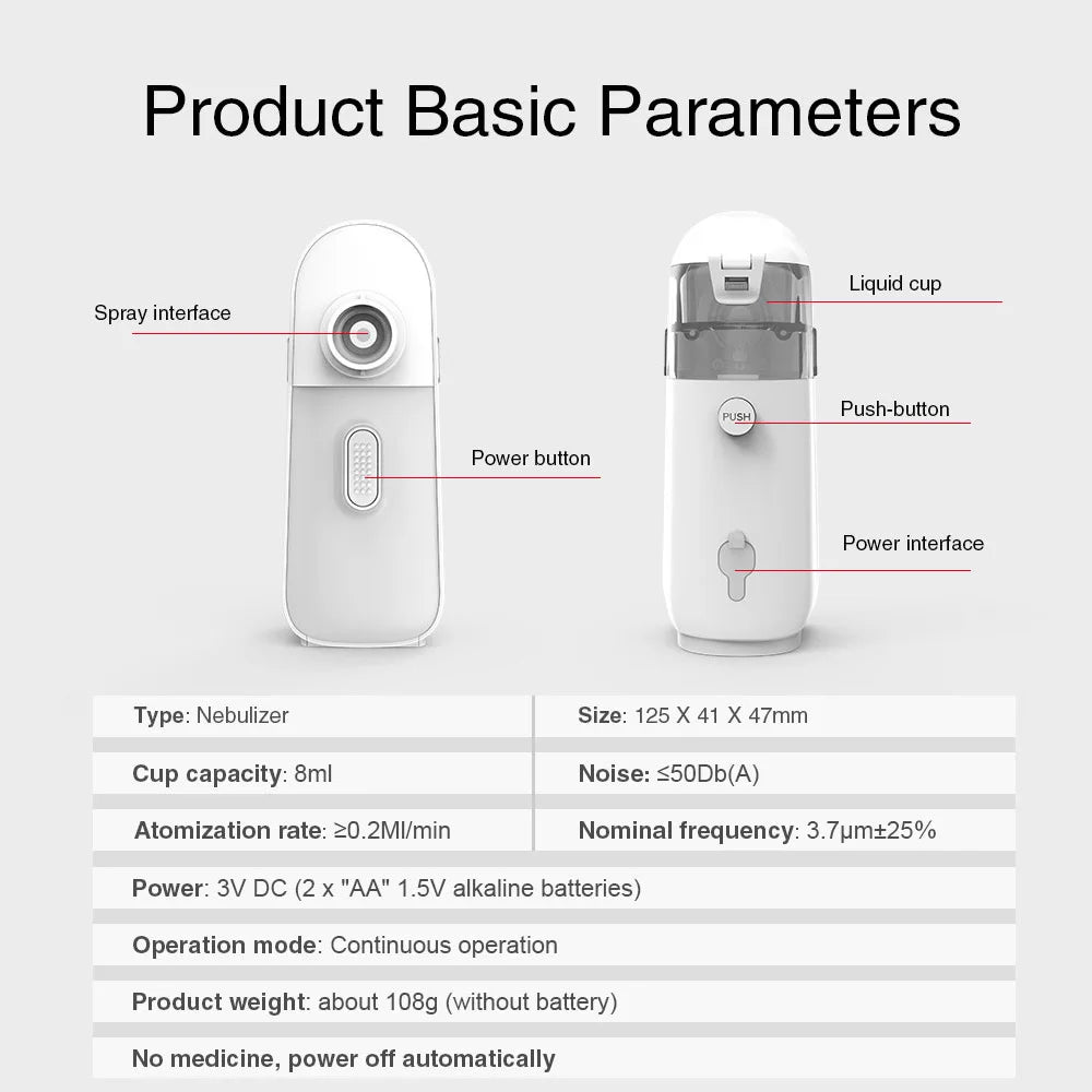 Portable Rechargeable Nebuliser Inhaler for Kids & Adults