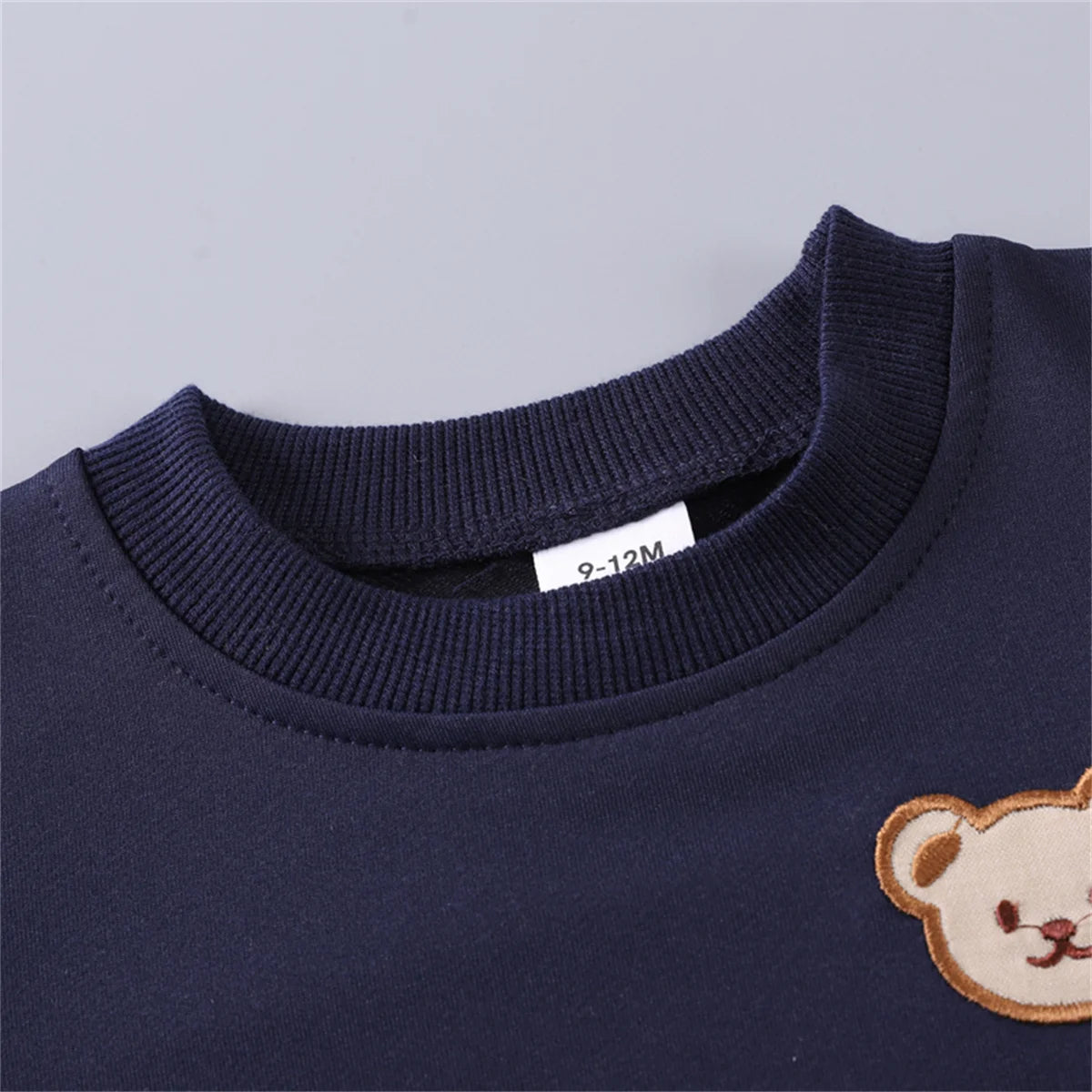 Baby Bear Embroidered Two-Piece Hoodie Set