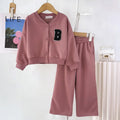 Kids Letter Cardigan Two-Piece Outfit Set