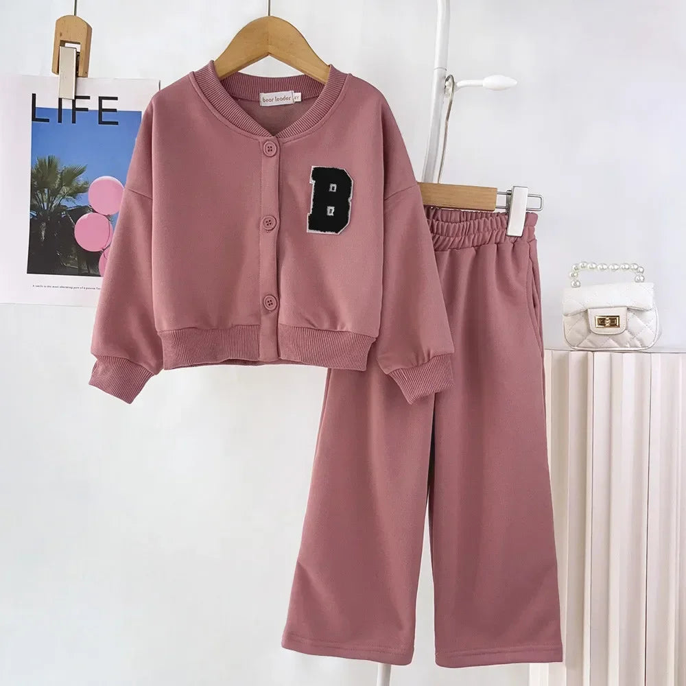 Kids Letter Cardigan Two-Piece Outfit Set