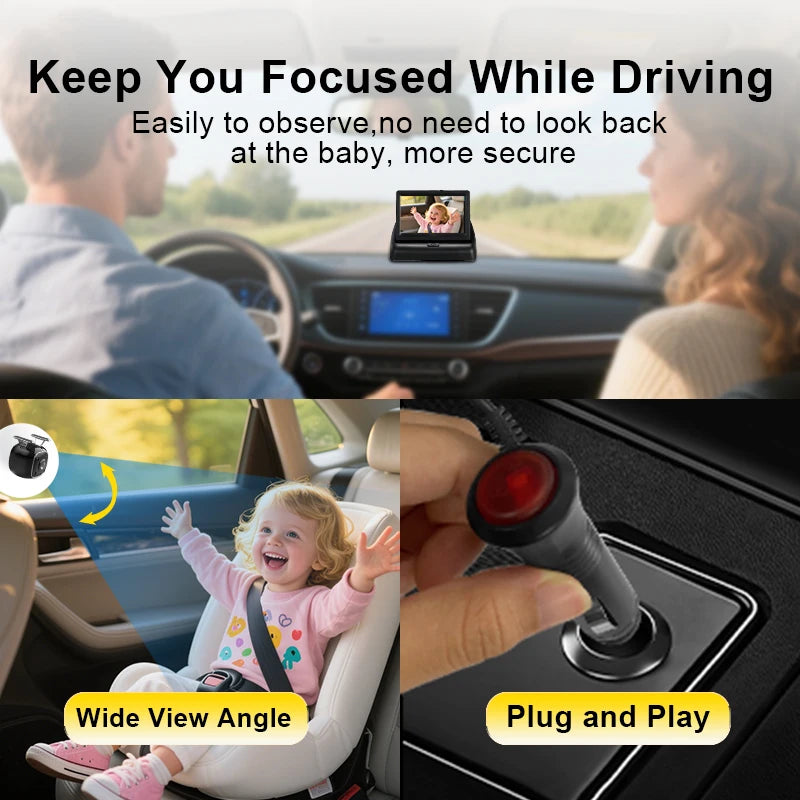 4.3" Portable Car Baby Monitor with HD Display & Night View