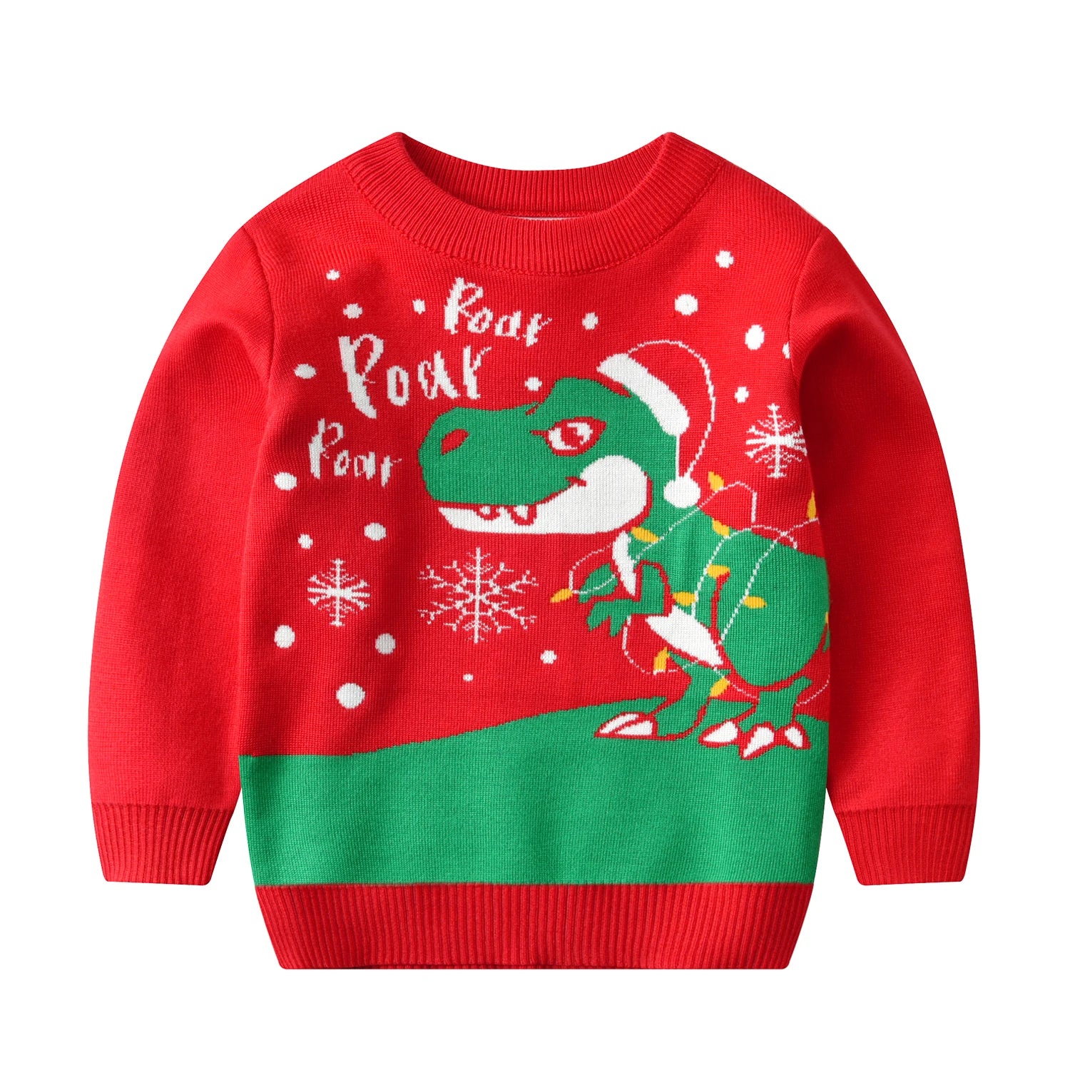Premium knitted Christmas dinosaur jumper, soft, cosy and perfect for a refined festive kids’ look