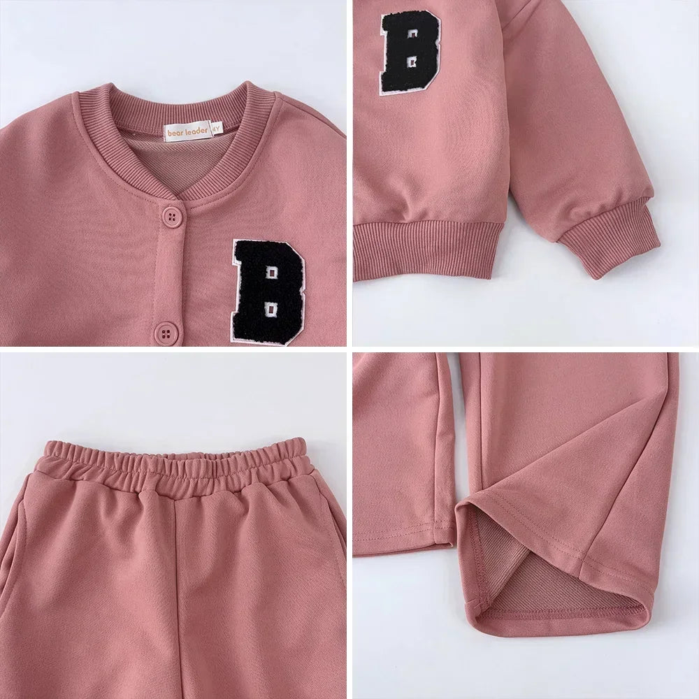 Kids Letter Cardigan Two-Piece Outfit Set