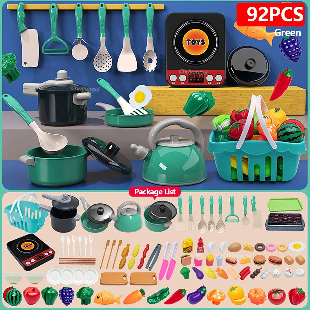 Kids Play Kitchen Accessories Set | Complete Cooking Toy Kit with Pretend Food and Pots