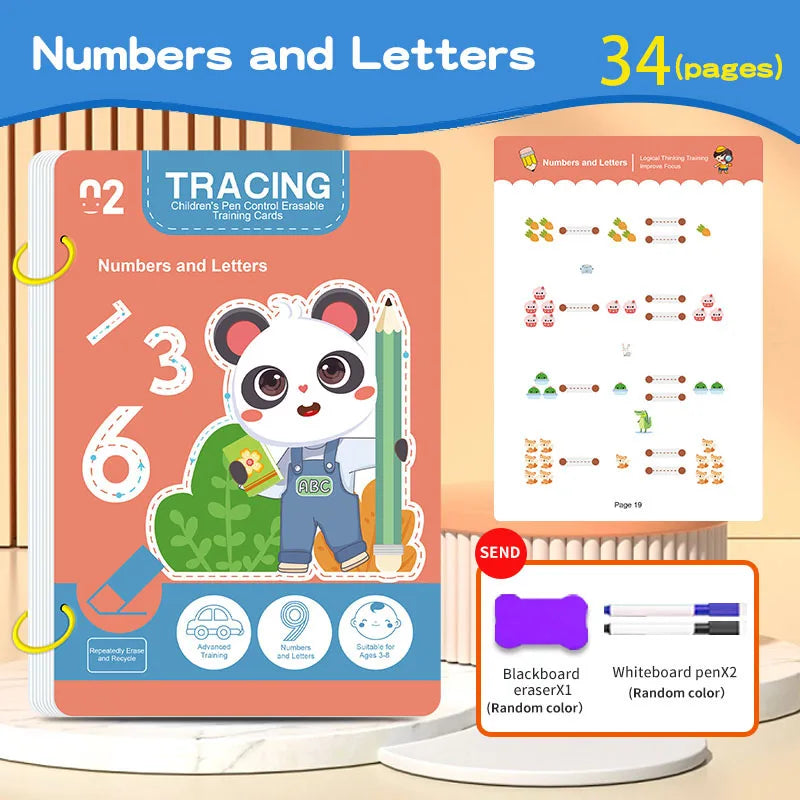 Educational Reusable Workbook for Children – 34 Wipe-Clean Pages