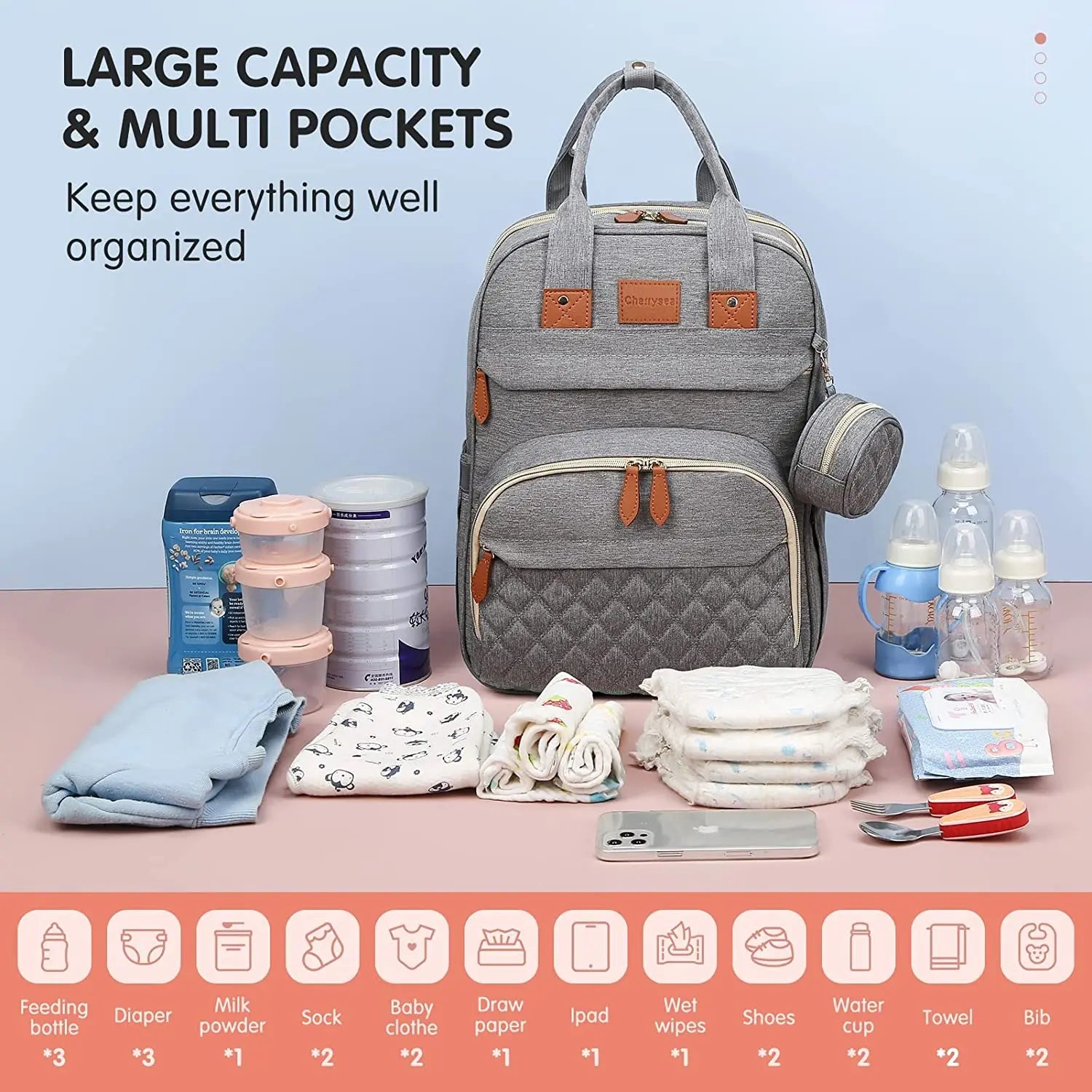 3-in-1 Nappy Backpack with Foldable Baby Bed & USB Charging