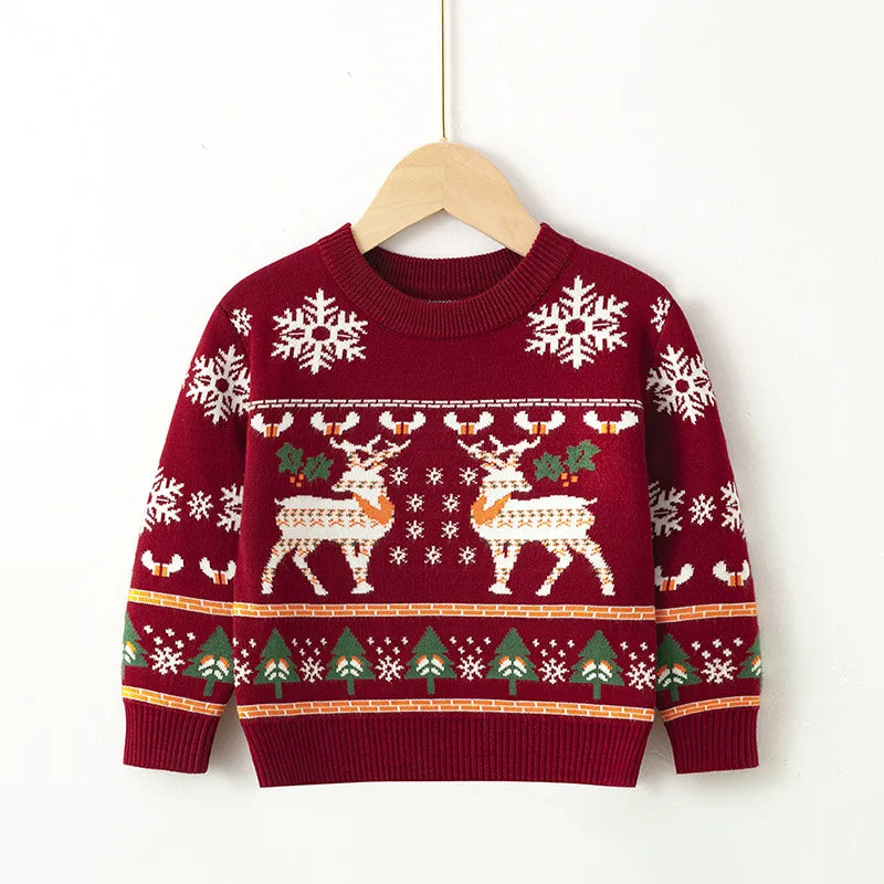 Cosy Christmas knitted sweatshirt for boys and girls, made from soft cotton knit with a relaxed fit. Shop now and keep them warm in festive style