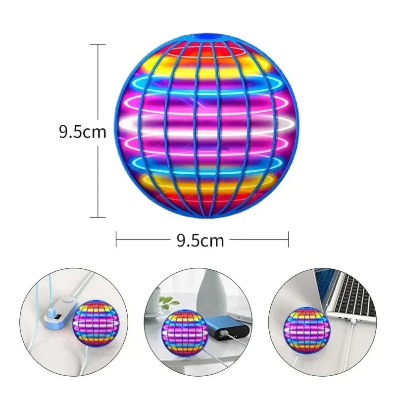 Hand-Controlled LED Flying Ball – 360° Rotating Indoor & Outdoor Toy
