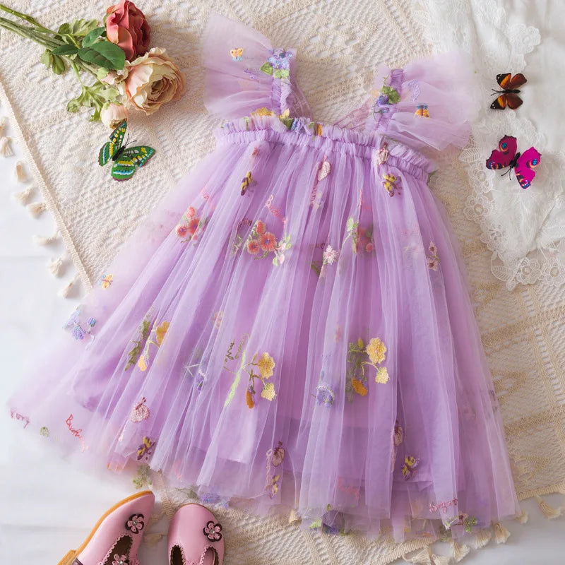 Floral Tulle Dress for Baby Girls – Elegant Outfit for Weddings and Special Occasions