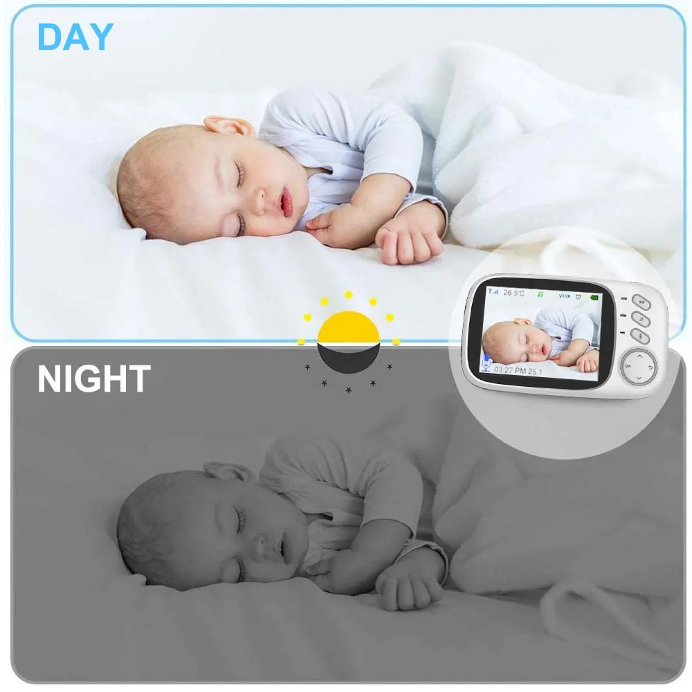 3.5" Video Baby Monitor – Night Vision, Two-Way Talk & Temperature Sensor