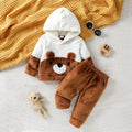 Plush Hooded Two-Piece Outfit for Babies