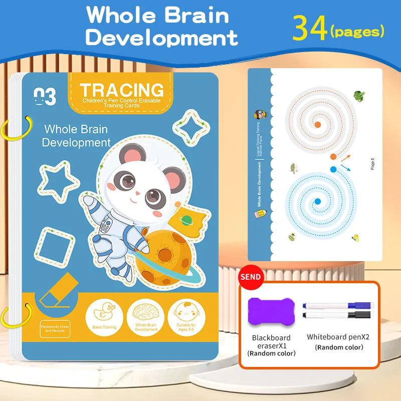 Educational Reusable Workbook for Children – 34 Wipe-Clean Pages