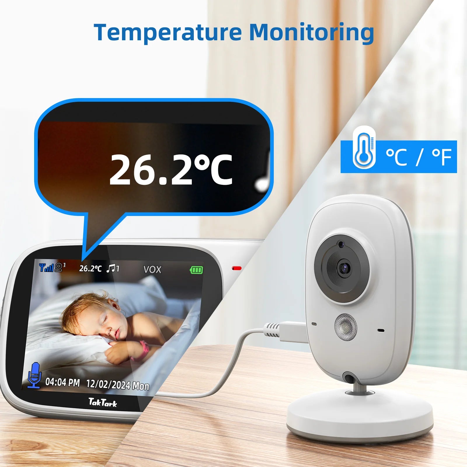 TakTark 3.2" Wireless Video Baby Monitor with Night Vision & Two-Way Intercom