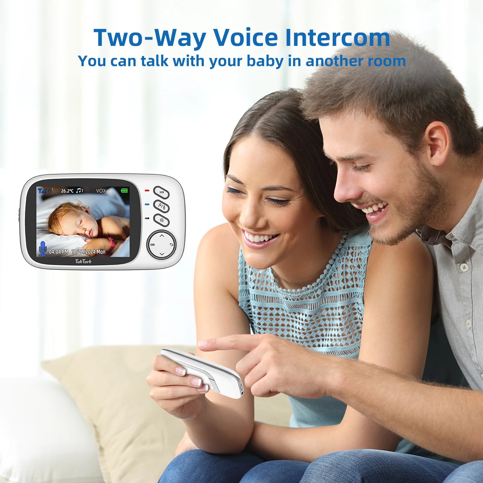 TakTark 3.2" Wireless Video Baby Monitor with Night Vision & Two-Way Intercom