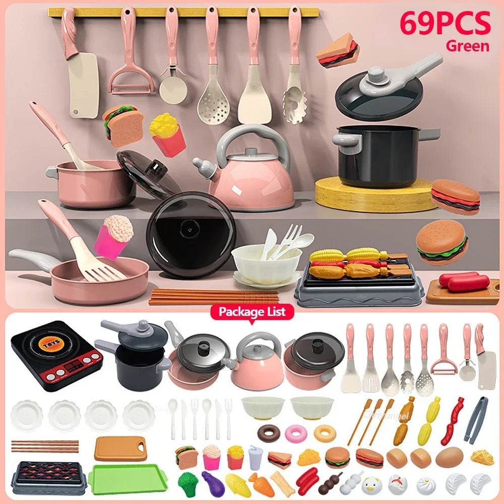 Kids Play Kitchen Accessories Set | Complete Cooking Toy Kit with Pretend Food and Pots