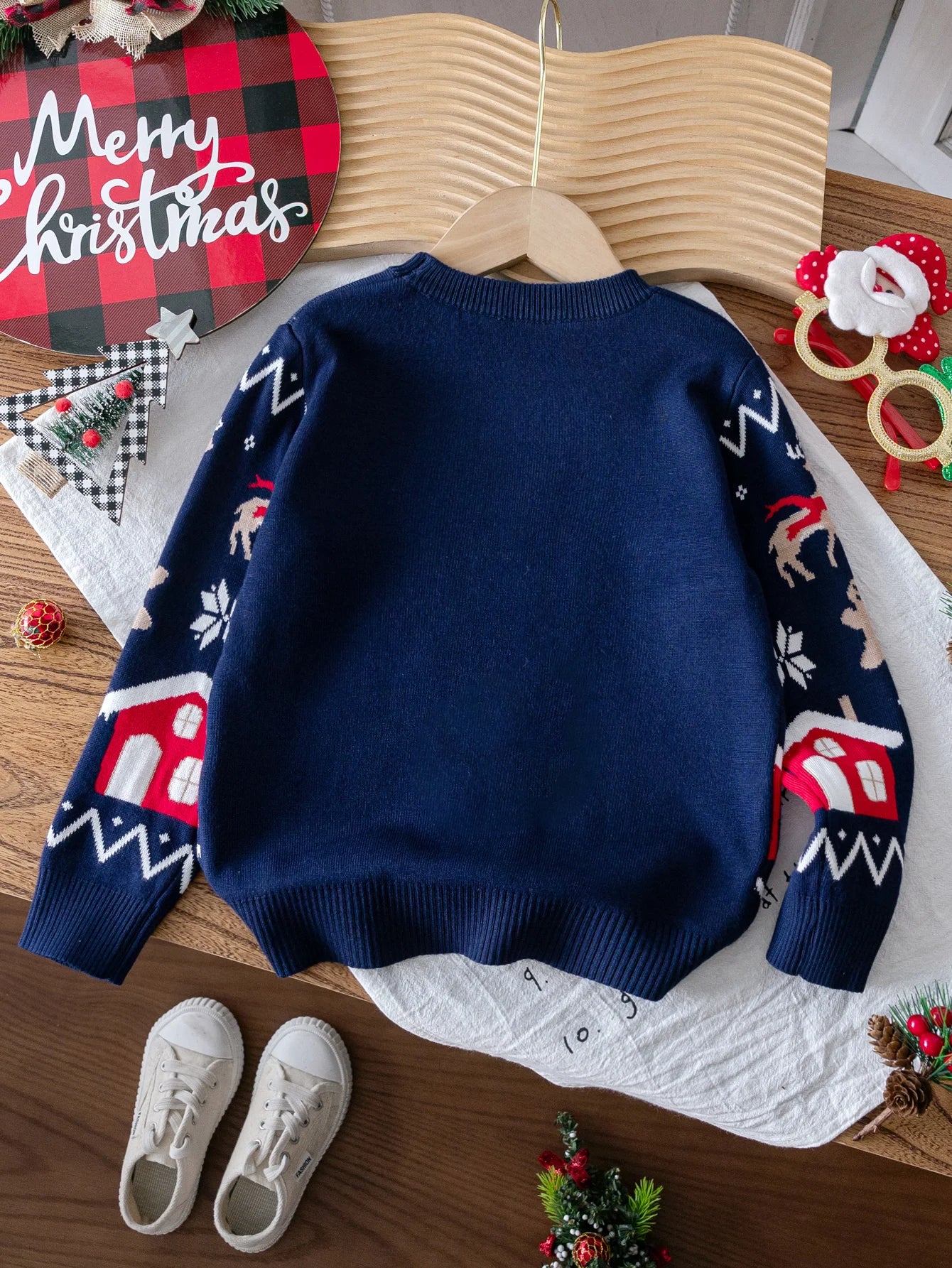 Premium reindeer knit sweater for boys — a warm, refined festive look for the season