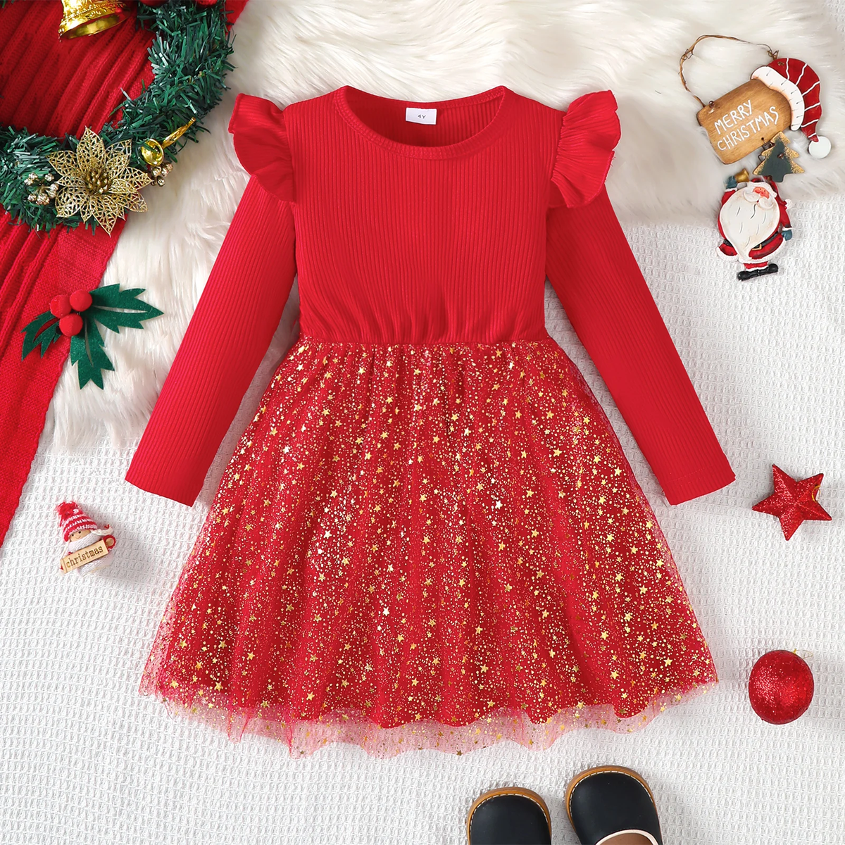Festive chiffon dress with stars — Perfect for Festive Season